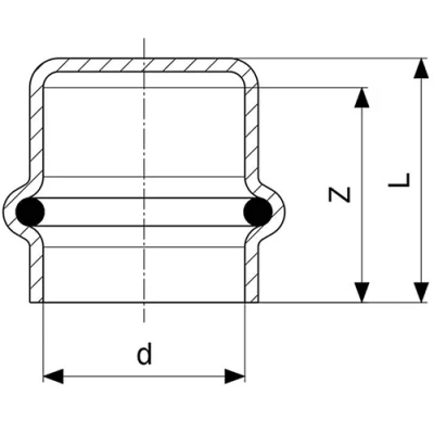 Заглушка Viega Prestabo SC-Contur Дн15 Ру16 корпус - оцинкованная сталь, присоединение - пресс, уплотнение - EPDM