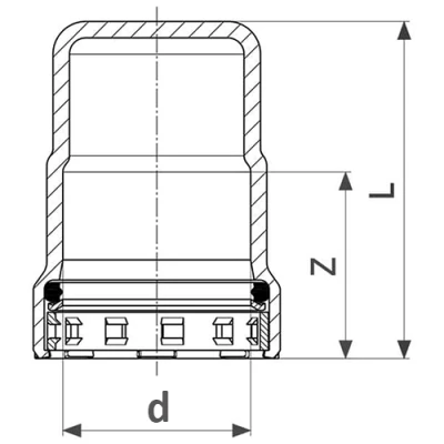 Заглушка Viega Megapress  SC-Contur Дн15 Ру16 нелигир., корпус - оцинкованная сталь, присоединение - пресс, уплотнение - EPDM