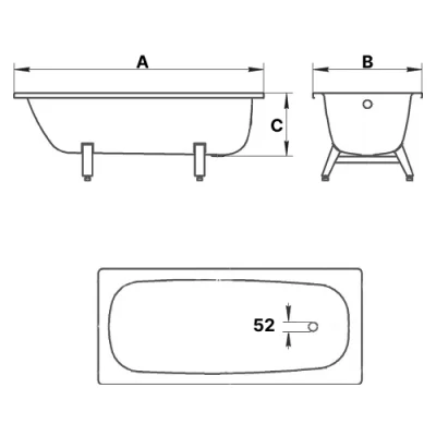 Ванны стальные ВИЗ Donna Vanna 120-170х70, с ножками, без ручек