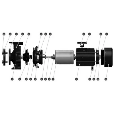 Насос моноблочный Wellmix NBW 80-65-315-55.0/2-380-G-BQQE поверхностный, корпус - чугун, мощность - 55кВт, напор - 110м, производительность - 1667л/мин, 380В