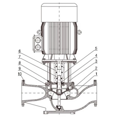 Насос циркуляционный Wellmix TD 200-47/4Т BQQE поверхностный, корпус - чугун, мощность - 55кВт, напор - 47м, производительность - 5000л/мин, 380В