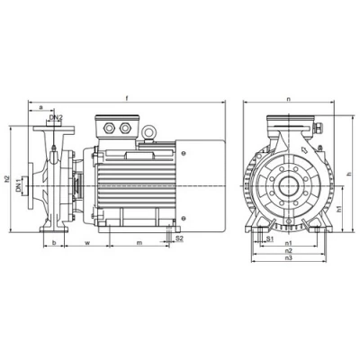 Насос моноблочный Wellmix NBW 80-65-315-55.0/2-380-G-BQQE поверхностный, корпус - чугун, мощность - 55кВт, напор - 110м, производительность - 1667л/мин, 380В