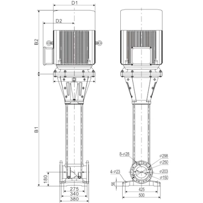 Насос многоступенчатый Wellmix CV 120-1-0-HQCV поверхностный, корпус - чугун, мощность - 11кВт, напор - 22м, производительность - 2000л/мин, 380В, IE3