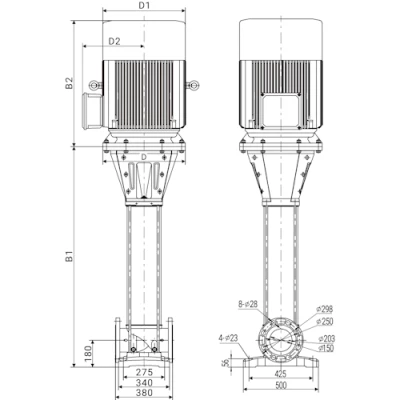 Насос многоступенчатый Wellmix CVF 150-1-1-HQCV поверхностный, корпус - нержавеющая сталь, мощность - 11кВт, напор - 20м, производительность - 2500л/мин, 380В