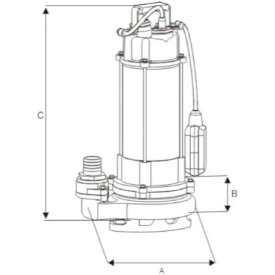 Насосы фекальные Wellmix WQD погружные, корпус - чугун, мощность - 0.75-1.5кВт, напор - 8-13м, производительность - 167-250 л/мин, 220В