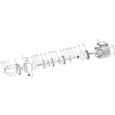 Насос многоступенчатый Wellmix CMI 12-10T-BQCE поверхностный, корпус - нержавеющая сталь, мощность - 1кВт, напор - 14м, производительность - 200л/мин, 220/380В