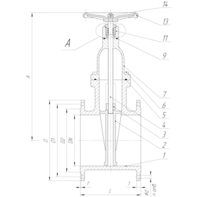Задвижка клиновая 30ч39р (аналог МЗВ) ТехГидроМаш Ду600 Ру10 фланцевая, клин - обрезиненный, шпиндель - невыдвижной, корпус - чугун, уплотнение - EPDM, с открытой гайкой