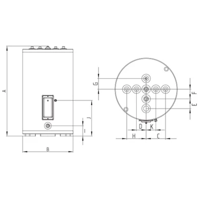 Бойлер косвенного нагрева ZOTA E-HOT UP напольный, объем - 150л, мощность - 2.5кВт, корпус - эмалированная сталь, Tmax 99°C, подключение - нижнее