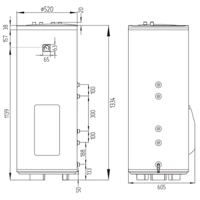 Бойлер косвенного нагрева ZOTA TUNA напольный, объем - 200л, мощность - 5кВт, корпус - нержавеющая сталь, Tmax 90°C, подключение - боковое