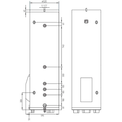 Бойлер косвенного нагрева ZOTA TUNA напольный, объем - 300л, мощность - 5кВт, корпус - нержавеющая сталь, Tmax 90°C, подключение - боковое