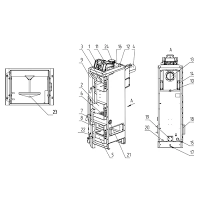 Котлы твердотопливные ZOTA Pellet Black автоматические, напольные, мощность - 21-135кВт, объем бункера - 300-700л