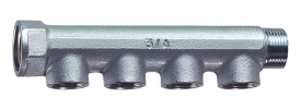 Коллектор нерегулируемый FAR FK 3575 Ду20-4х1/2″ Ру10, наружная/внутренняя резьба с 4-мя выходами Ду15, выходы наружная резьба, проходной, корпус латунь