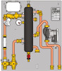 Узел ввода Giacomini GE555-3 3/4" Ду20 Ру6 индивидуальный для централиз. систем отопления,кондиционир. воздуха, с гидроразделителем, с гидравлическим разделителем, 1 отвод, прямая подача, 1 насос с электронным регулированием, корпус - латунь