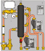 Узел ввода Giacomini GE555-3 3/4" Ду20 Ру6 индивидуальный для централиз. систем отопления,кондиционир. воздуха, с гидроразделителем, с гидравлическим разделителем, 2 отвода, прямая подача, 2 насоса с электронным регулированием, корпус - латунь