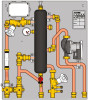 Узел ввода Giacomini GE555-3 3/4" Ду20 Ру6 индивидуальный для централиз. систем отопления,кондиционир. воздуха, с гидроразделителем, с гидравлическим разделителем, 2 отвода, прямая подача, 1 насос с электронным регулированием, корпус - латунь