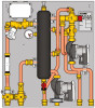Узел ввода Giacomini GE555-3 3/4" Ду20 Ру6 индивидуальный для централиз. систем отопления,кондиционир. воздуха, с гидроразделителем, с гидравлическим разделителем, 2 отвода, прямая/смешанная подача, 2 насоса с электронным регулированием, корпус - латунь