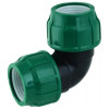 Угольник Wester 0-18 1 1/4″ Дн32 Ру10 90° для ПНД труб, корпус - пластик, присоединение - компрессионное / компрессионное, цвет - зеленый