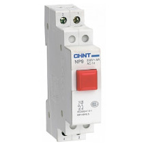 Кнопка модульная CHINT NP9-12D3/2 контакты 1НО+2НЗ, LED лампа 230В, IP20, цвет – красный