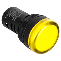 Лампа сигнальная CHINT ND16-22DS/2 укороченная, со встроенным резистором 20А, 24В, IP40, цвет –  желтый