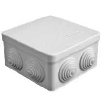 Коробка распределительная E.p.plast 105x105x56 IP54 7 выходов, для открытой проводки 4 гермоввода, крышка защелкивающаяся, цвет - серый