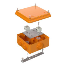 Коробка огнестойкая Промрукав 100х100х50 для открытой проводки, макс. сечение провода 2,5 мм², корпус - пластик, цвет - оранжевый