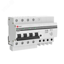 Автоматический выключатель дифференциального тока четырехполюсный EKF PROxima АД-4S С63 АС100 3P+N, ток утечки - 100 мА, переменный, сила тока - 63 А, отключающая способность - 6 кА