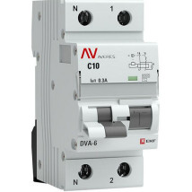 Автоматический выключатель дифференциального тока двухполюсный EKF AVERES DVA-6 1P+N 10 A (C) 300 мА (AC), ток утечки 300 мА, переменный, сила тока 10 A
