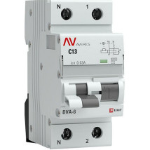 Автоматический выключатель дифференциального тока двухполюсный EKF AVERES DVA-6 1P+N 13 A (C) 30 мА (AC), ток утечки 30 мА, переменный, сила тока 13 A