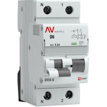 Автоматический выключатель дифференциального тока двухполюсный EKF AVERES DVA-6 1P+N 6 A (D) 300 мА (AC), ток утечки 300 мА, переменный, сила тока 6 A