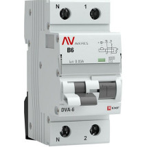 Автоматический выключатель дифференциального тока двухполюсный EKF AVERES DVA-6 1P+N 6 A (B) 30 мА (AC), ток утечки 30 мА, переменный, сила тока 6 A