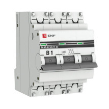 Автоматический выключатель трехполюсный EKF PROxima ВА47-63 3P 1A (B) 4.5кА, сила тока 1 A, тип расцепления B, отключающая способность 4.5 кА