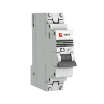 Автоматический выключатель однополюсный EKF PROxima BA47-63 DC 1P 3A (C) 6кА, сила тока 3 A, тип расцепления C, отключающая способность 6 кА