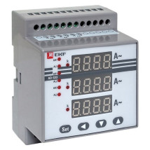 Амперметр цифровой EKF PROxima AD-G33 трехфазный, на DIN-рейку, диапазон измерений - 0-9999 А, размер - 88х72 мм