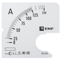 Шкала сменная EKF PROxima 125/5А-1.5 для амперметра А961, размер - 96x96 мм