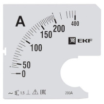 Шкала сменная EKF PROxima 200/5А-1.5 для амперметра А961, размер - 96x96 мм