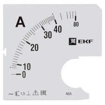 Шкала сменная EKF PROxima 40/5А-1.5 для амперметра А961, размер - 96x96 мм