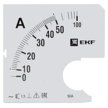 Шкала сменная EKF PROxima 50/5А-1.5 для амперметра А961, размер - 96x96 мм