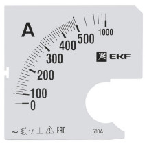 Шкала сменная EKF PROxima 500/5А-1.5 для амперметра А961, размер - 96x96 мм