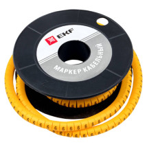 Маркер кабельный EKF PROxima EC-2 сечение 4.0 мм2 обозначение - 6, упаковка - 500 шт, материал - ПВХ, цвет - желтый