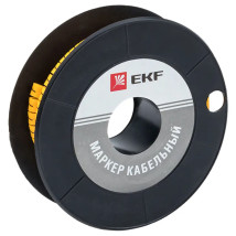 Кольцо маркировочное EKF plc-KM-1.5 эластичное, 1.5 мм, пластиковое, цифра 1, упаковка 1000 шт., цвет - желтый