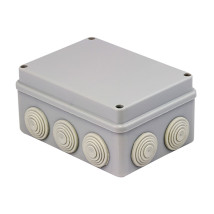 Коробка распределительная EKF КМР-050-041 156х113х77 мм пылевлагозащитная, крышка с уплотнительным шнуром, для наружной установки, 10 вводов, корпус – полипропилен/ПВХ, IP55, цвет – серый