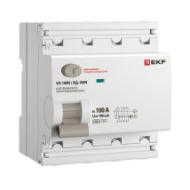 Автоматический выключатель дифференциального тока четырехполюсный EKF PROxima ВД-100N 4P 100А АС100, ток утечки 100 мА, сила тока 100 А