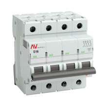 Автоматический выключатель четырехполюсный EKF AVERES AV-10 4P 16A (D) 10кА, сила тока 16 A, тип расцепителя D, отключающая способность 10 кА