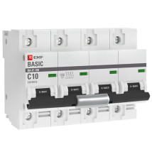 Автоматический выключатель четырехполюсный EKF Basic ВА47-100 4P 125А (С) 10kА, сила тока 125 А, тип расцепления C, отключающая способность 10 kА