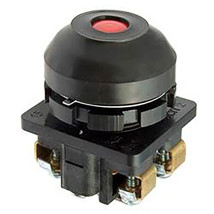 Выключатель кнопочный Электротехник КЕ-081/2 толкатель цилиндрический с наружным протектором и цветовым индикатором, контакты 1НО+1НЗ, 10А, 660/440В, IP54, цвет – красный