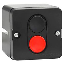 Пост кнопочный Электротехник ПКЕ 212-2 черная и красная кнопки-цилиндр, 10А 660/440В, IP40, У3