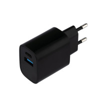 Зарядное устройство REXANT USB+Type-C cетевое, выходное напряжение - DC/5В, выходной ток - 2.4А, цвет - черный