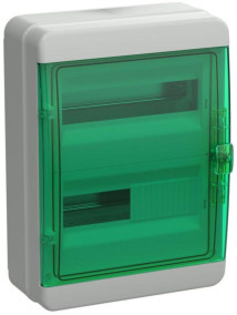 Корпус навесной IEK TEKFOR КМПн модулей-24, рядов-2, глубина - 153 мм, ширина - 300 мм, высота - 410 мм, IP65, материал - пластик, цвет - серый, зеленая прозрачная дверь