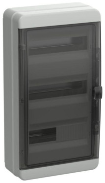 Корпус навесной IEK TEKFOR КМПн модулей-36, рядов-3, глубина - 153 мм, ширина - 300 мм, высота - 560 мм, IP65, материал - пластик, цвет - серый, черная прозрачная дверь