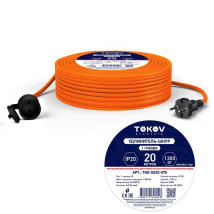 Удлинитель-шнур TOKOV ELECTRIC TKE-SS-075, розетки - 1 шт, длина кабеля - 20 м, ток номинальный - 6 А, мощность максимальная при размотаном кабеле - 1300 Вт, IP20,без заземления